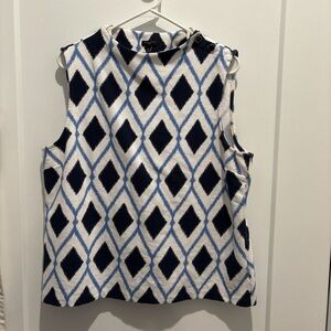 Talbots Blue and Black Diamond Pattern Tank Top